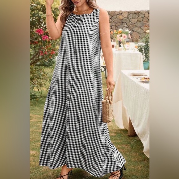 Black and White Gingham Maxi Dress - Picture 1 of 3